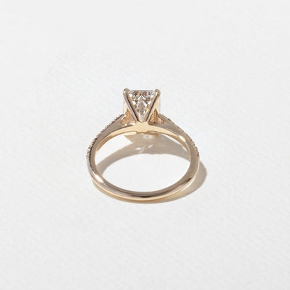 2.45 CT Emerald Cut Pavé Lab Grown Diamond Engagement Ring