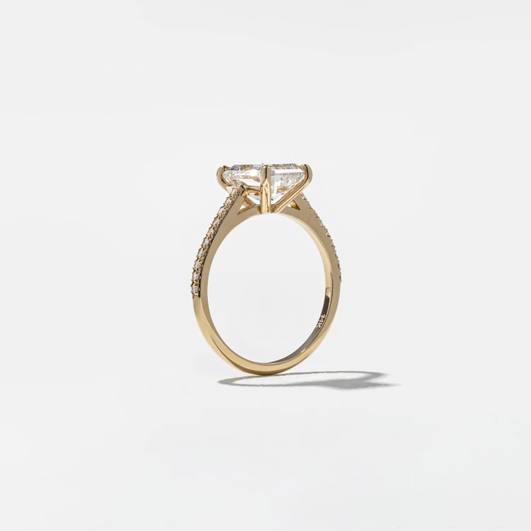 2.45 CT Emerald Cut Pavé Lab Grown Diamond Engagement Ring