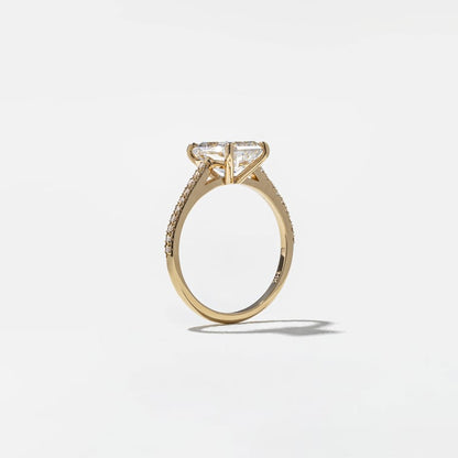 2.45 CT Emerald Cut Pavé Lab Grown Diamond Engagement Ring