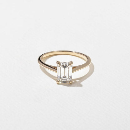1.52 CT Emerald Cut Bezel Solitaire Lab Grown Diamond Engagement Ring