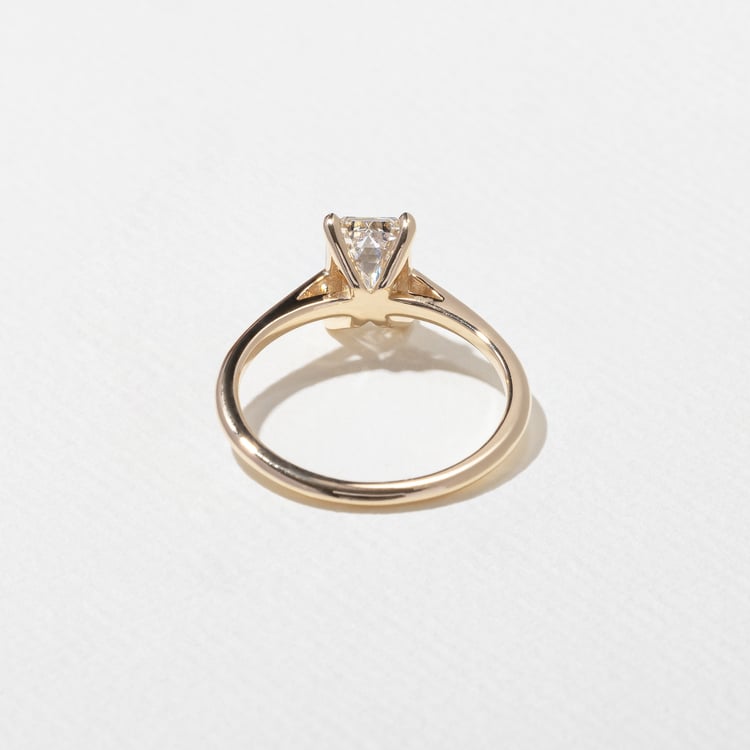 1.52 CT Emerald Cut Bezel Solitaire Lab Grown Diamond Engagement Ring