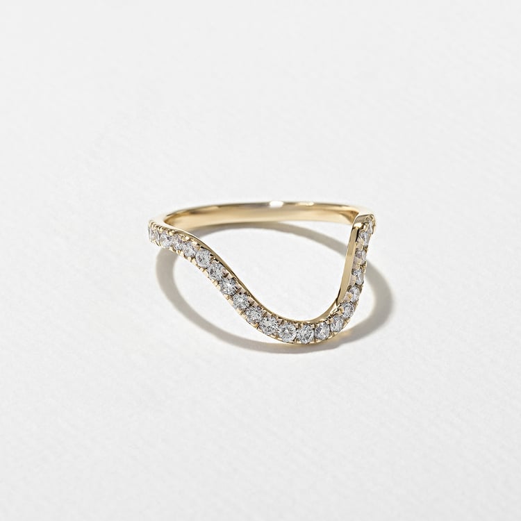 0.13 TCW Oval Curved Lab Grown Diamond Wedding Band