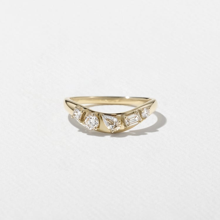 0.40 TCW Multi Shape Curved Lab Grown Diamond Wedding Band
