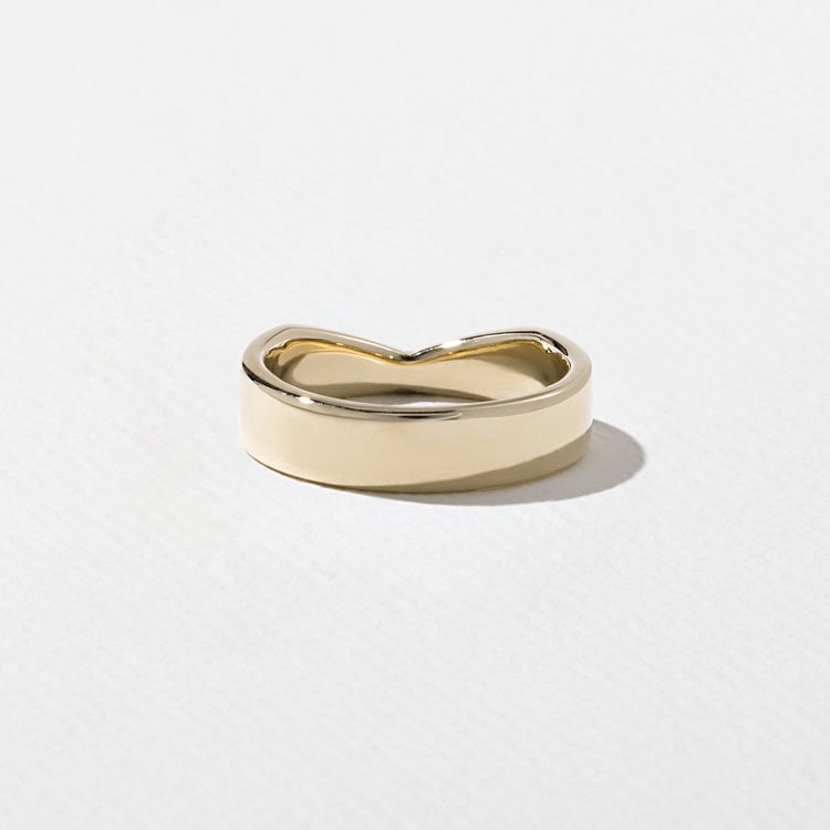 Notch Thick Curved Wedding Band