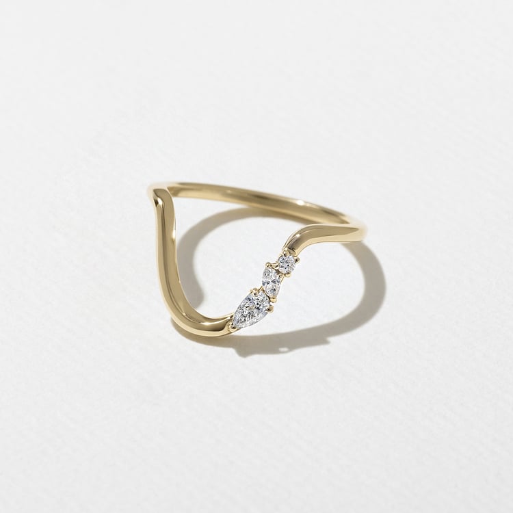 0.15 TCW Round, Oval & Pear Curved Lab Grown Diamond Wedding Band