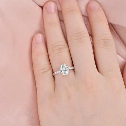 Oval Pave Lab Grown Diamond Engagement Ring