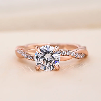 Round Twisted Pave Lab Grown Diamond Engagement Ring