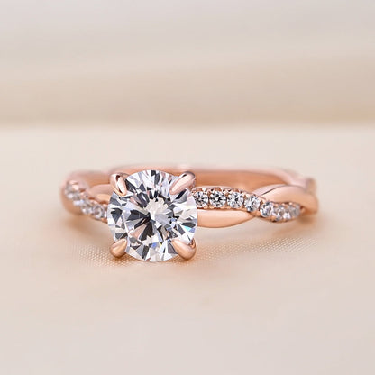 Round Twisted Pave Lab Grown Diamond Engagement Ring