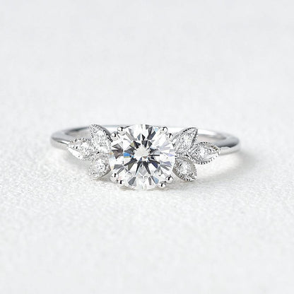 Round Cluster Lab Grown Diamond Engagement Ring