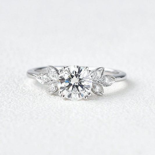 Round Cluster Lab Grown Diamond Engagement Ring