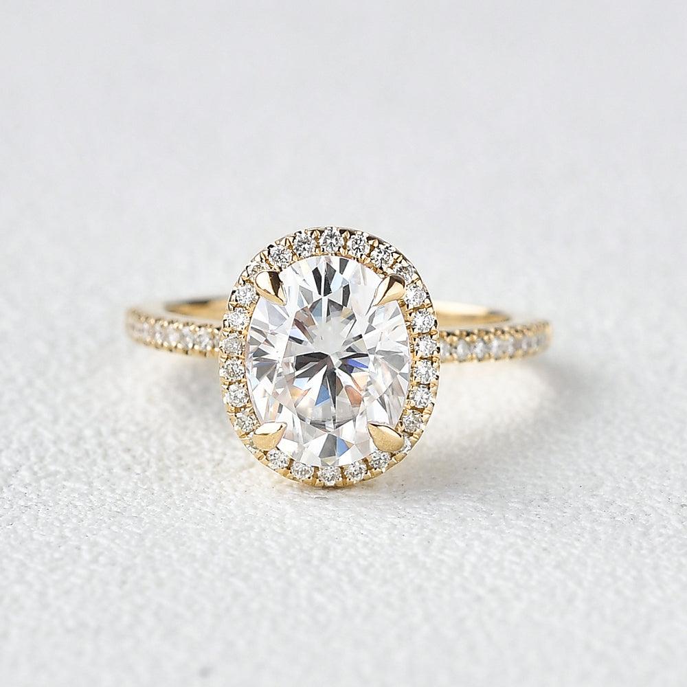 Oval Halo & Pave Lab Grown Diamond Engagement Ring