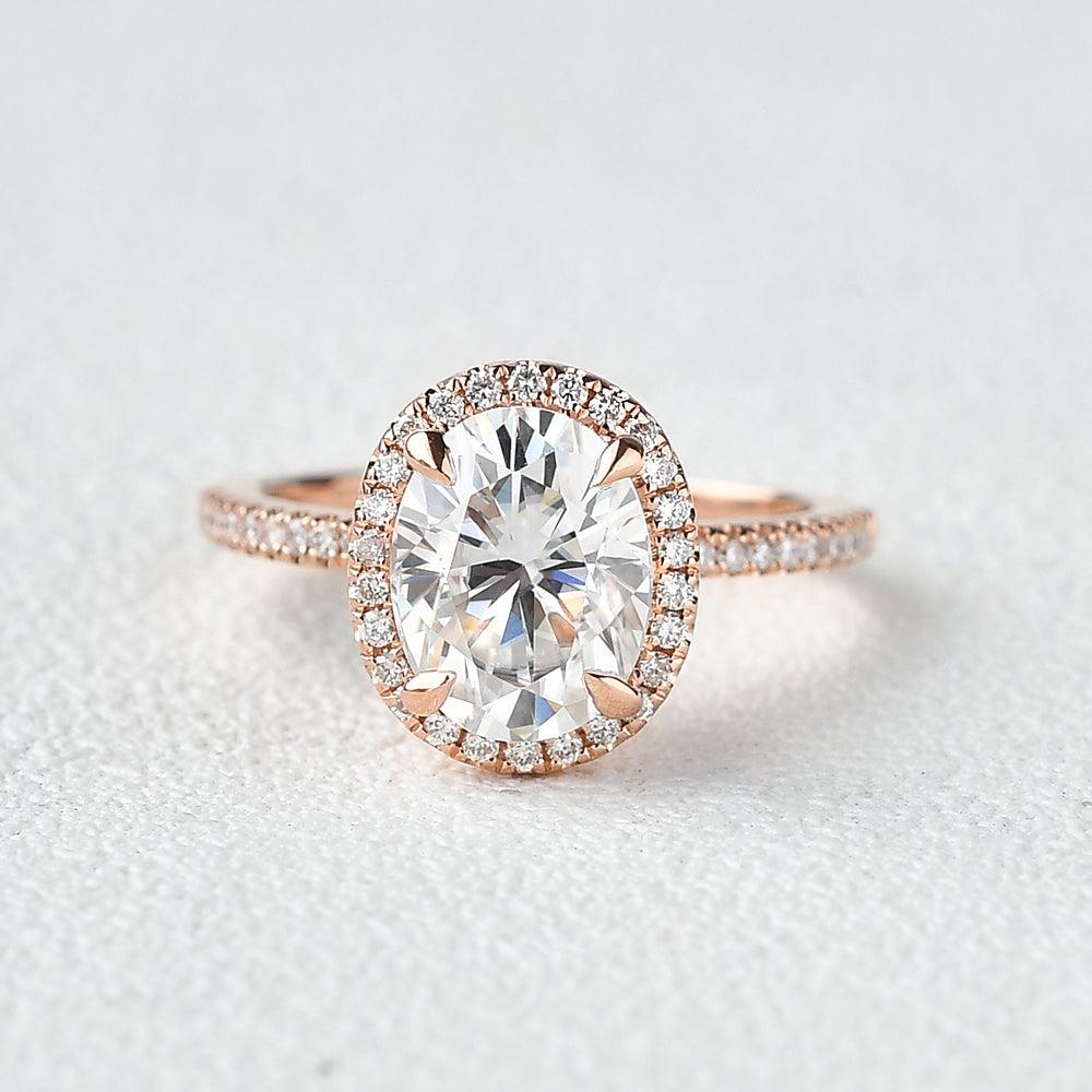 Oval Halo & Pave Lab Grown Diamond Engagement Ring