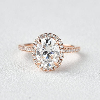 Oval Halo & Pave Lab Grown Diamond Engagement Ring