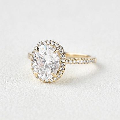 Oval Halo & Pave Lab Grown Diamond Engagement Ring