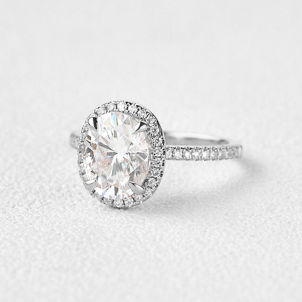 Oval Halo & Pave Lab Grown Diamond Engagement Ring