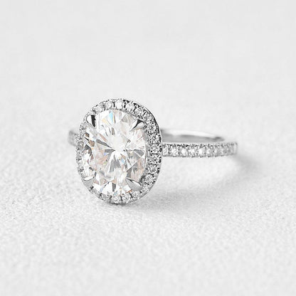 Oval Halo & Pave Lab Grown Diamond Engagement Ring