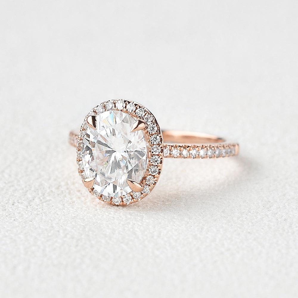 Oval Halo & Pave Lab Grown Diamond Engagement Ring