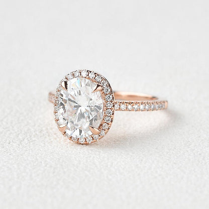 Oval Halo & Pave Lab Grown Diamond Engagement Ring