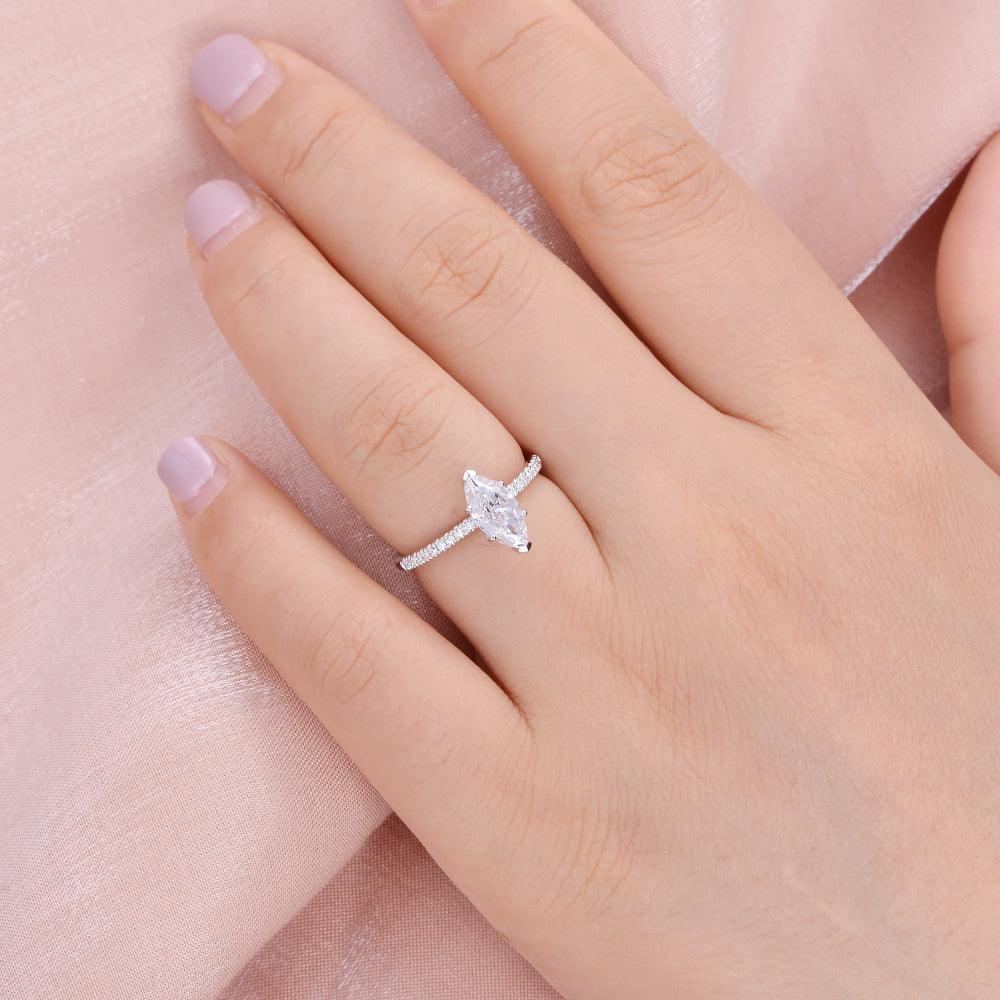 Marquise Pave Lab Grown Diamond Engagement Ring