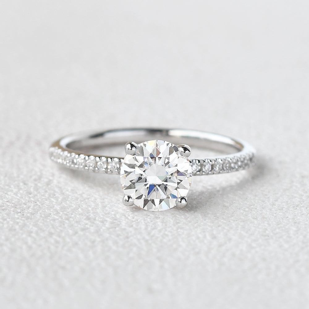 Round Pave Lab Grown Diamond Engagement Ring