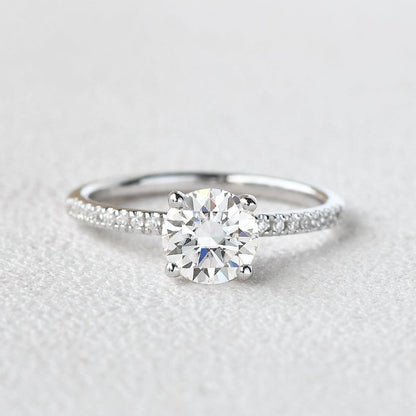 Round Pave Lab Grown Diamond Engagement Ring