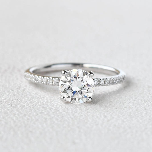 Round Pave Lab Grown Diamond Engagement Ring