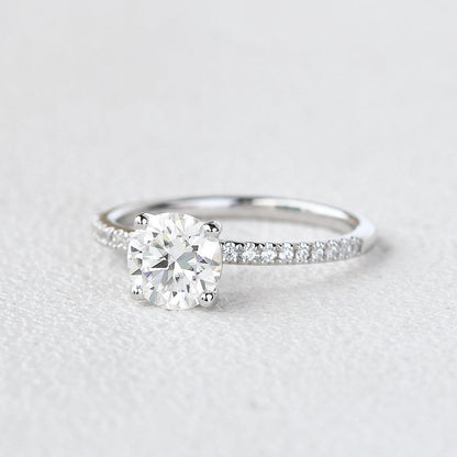 Round Pave Lab Grown Diamond Engagement Ring