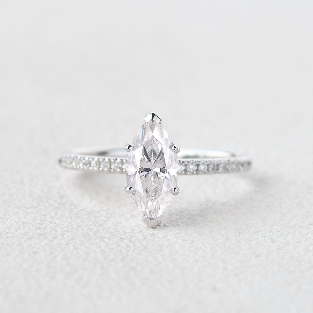Marquise Pave Lab Grown Diamond Engagement Ring