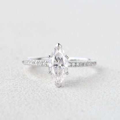 Marquise Pave Lab Grown Diamond Engagement Ring