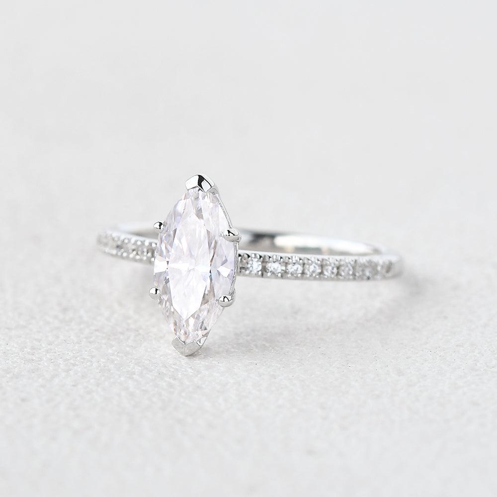 Marquise Pave Lab Grown Diamond Engagement Ring