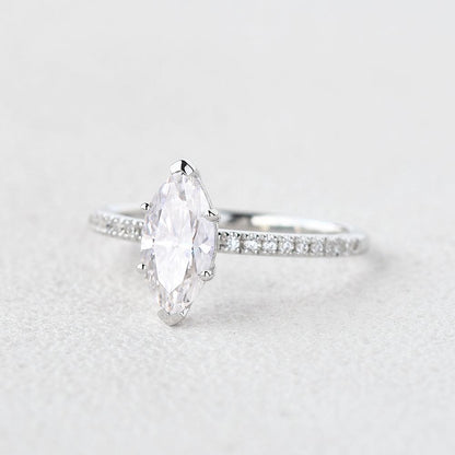 Marquise Pave Lab Grown Diamond Engagement Ring