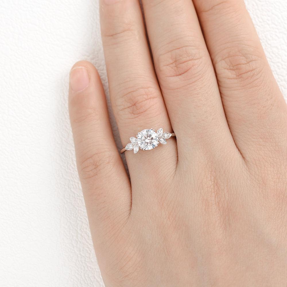 Round Cluster Lab Grown Diamond Engagement Ring
