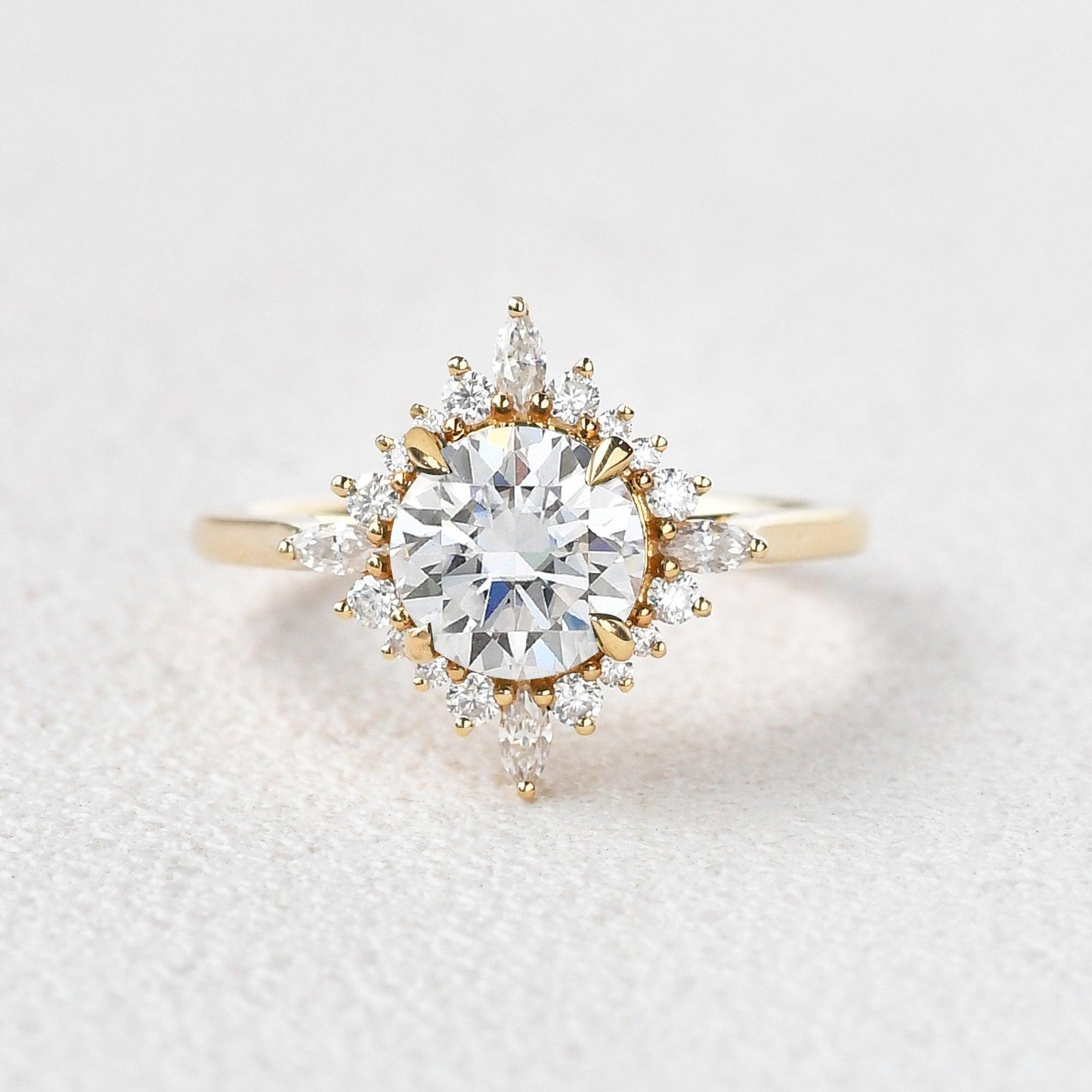 Round Cluster Lab Grown Diamond Engagement Ring