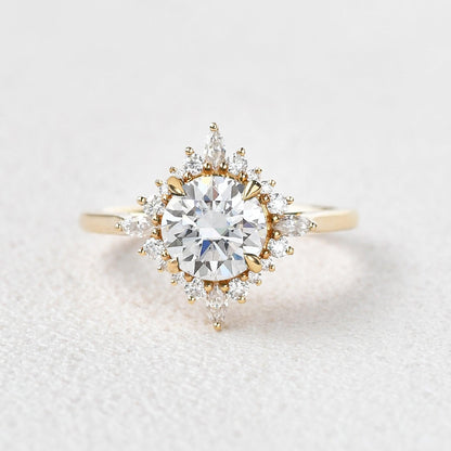Round Cluster Lab Grown Diamond Engagement Ring