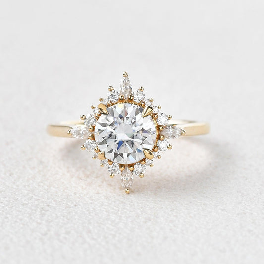 Round Cluster Lab Grown Diamond Engagement Ring