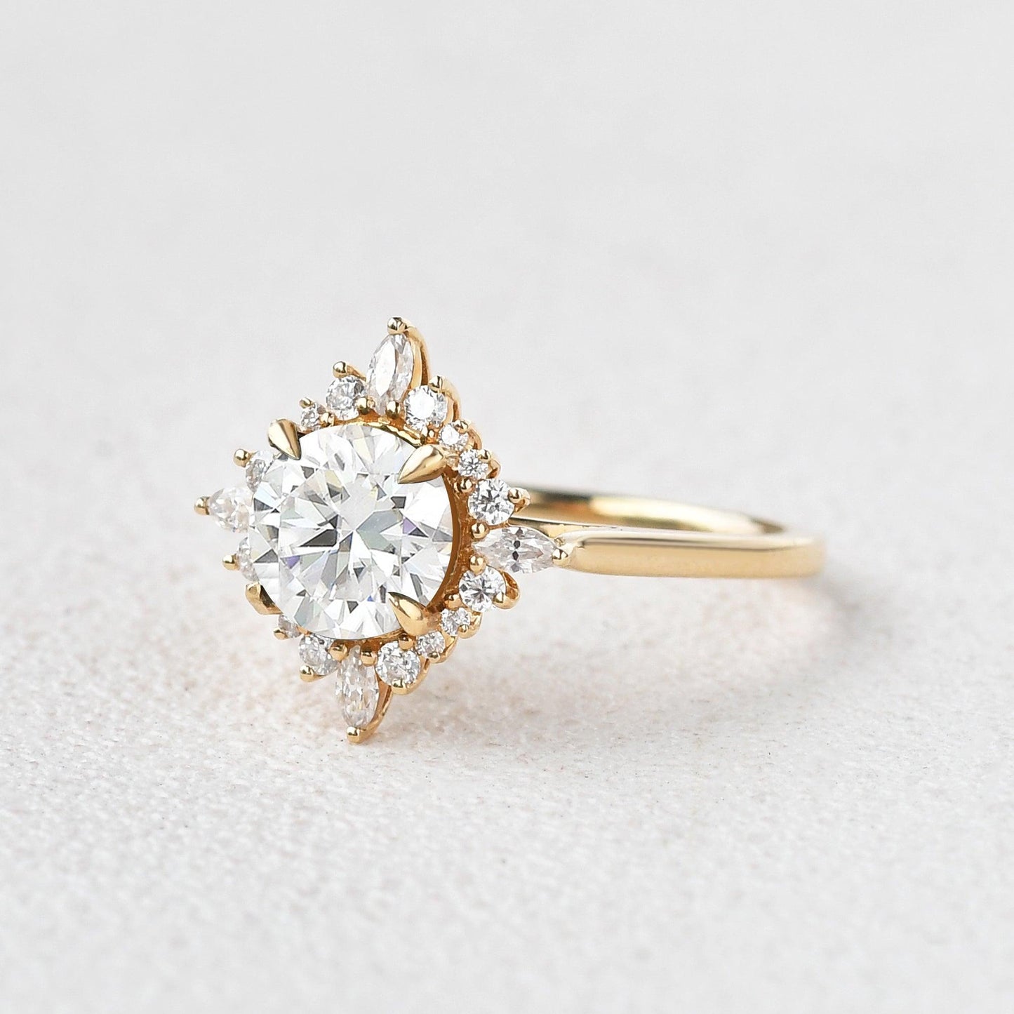 Round Cluster Lab Grown Diamond Engagement Ring