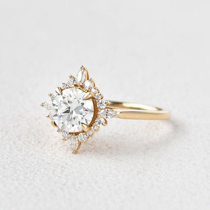 Round Cluster Lab Grown Diamond Engagement Ring