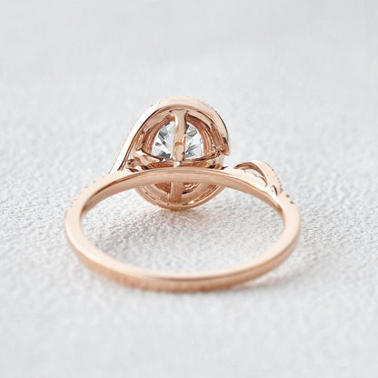 Oval Halo & Pave Lab Grown Diamond Engagement Ring