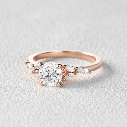 Round Cluster Lab Grown Diamond Engagement Ring