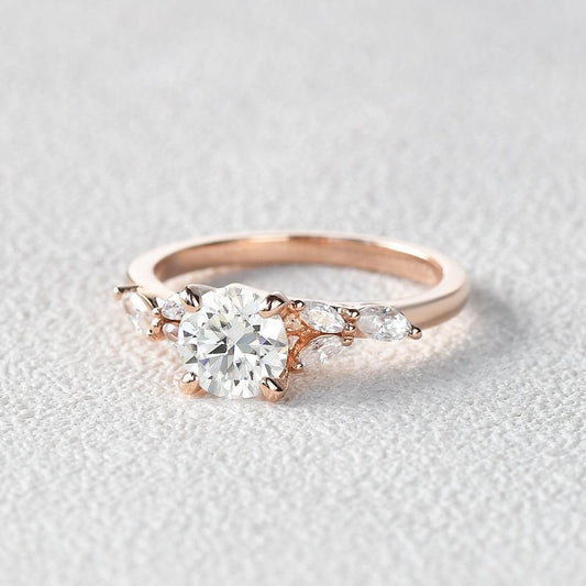Round Cluster Lab Grown Diamond Engagement Ring