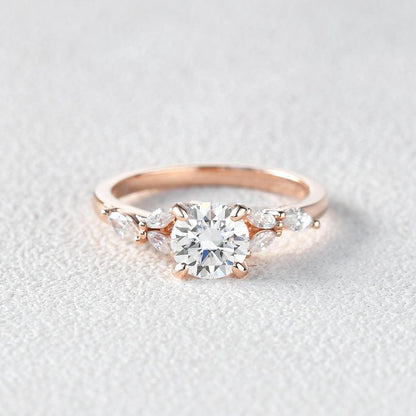 Round Cluster Lab Grown Diamond Engagement Ring