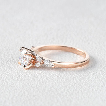 Round Cluster Lab Grown Diamond Engagement Ring