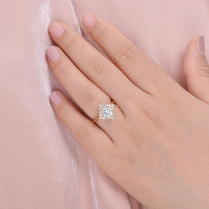 Round Cluster Lab Grown Diamond Engagement Ring