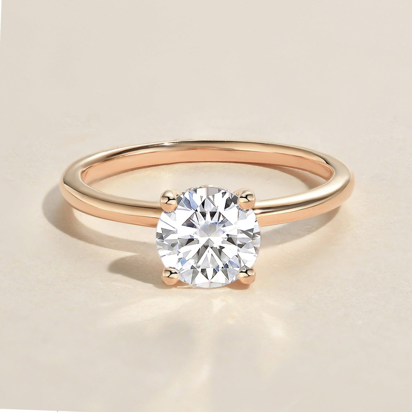 Round Hidden Halo Lab Grown Diamond Engagement Ring
