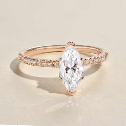 Marquise Pave Lab Grown Diamond Engagement Ring