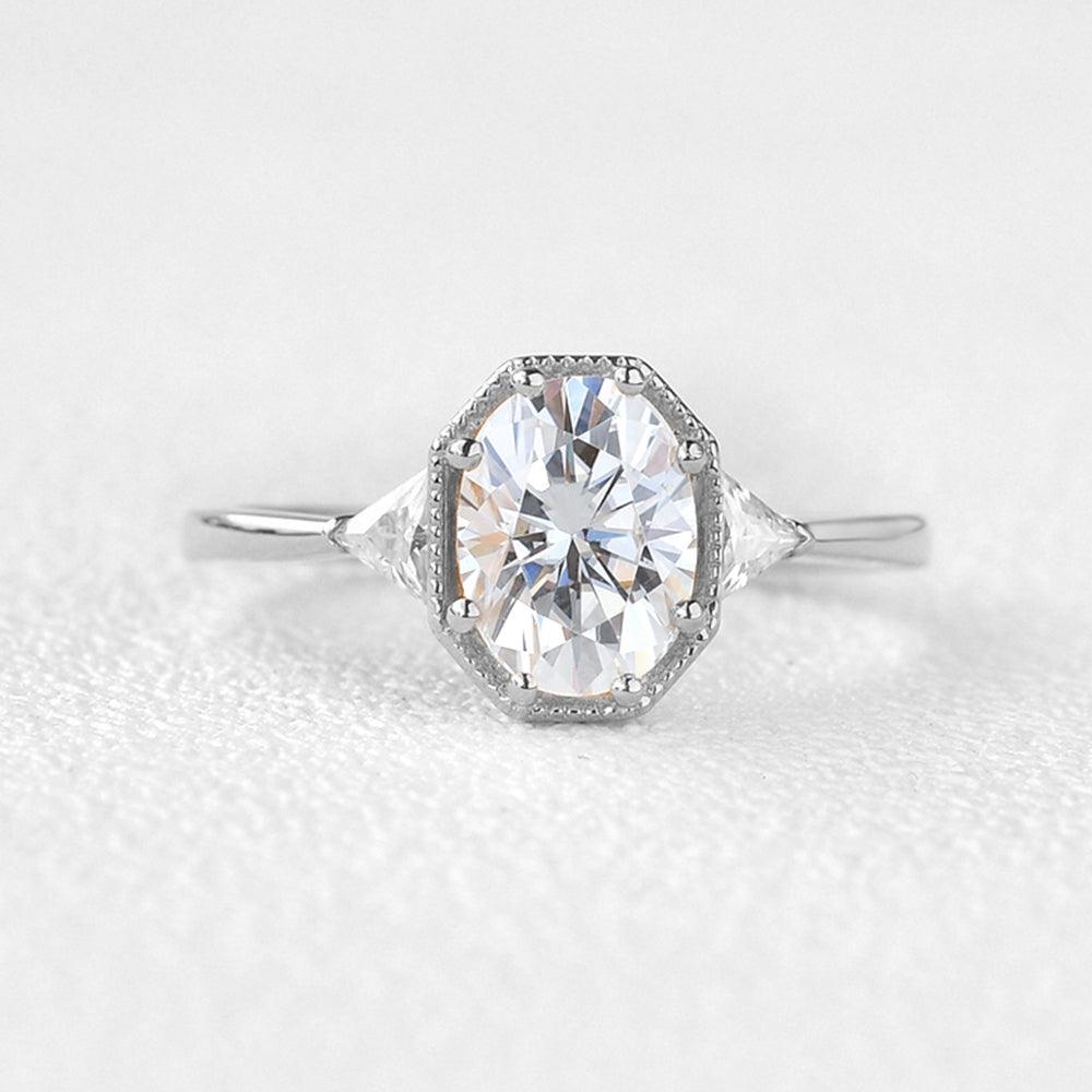 Oval Three Stone Lab Grown Diamond Engagement Ring