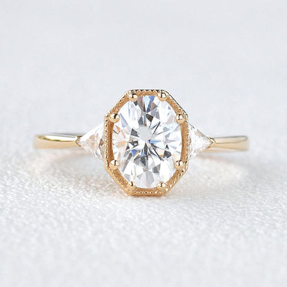 Oval Three Stone Lab Grown Diamond Engagement Ring