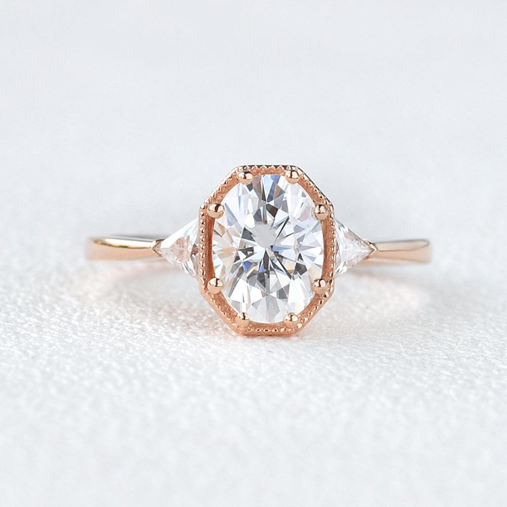 Oval Three Stone Lab Grown Diamond Engagement Ring