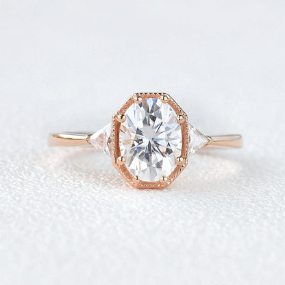 Oval Three Stone Lab Grown Diamond Engagement Ring