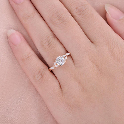 Round Cluster Lab Grown Diamond Engagement Ring